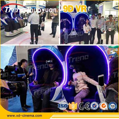 Blue Orange Luxury Seat 9D VR Simulator With 360 Degree Rotating Platform