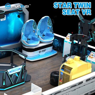 Màu xanh trắng Hai chỗ ngồi 9D VR Ride Cabin Rạp chiếu phim thực tế ảo cho công viên giải trí trẻ em