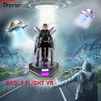 Một người chơi đứng lên chuyến bay VR Simulator Đen với đèn LED cho siêu thị